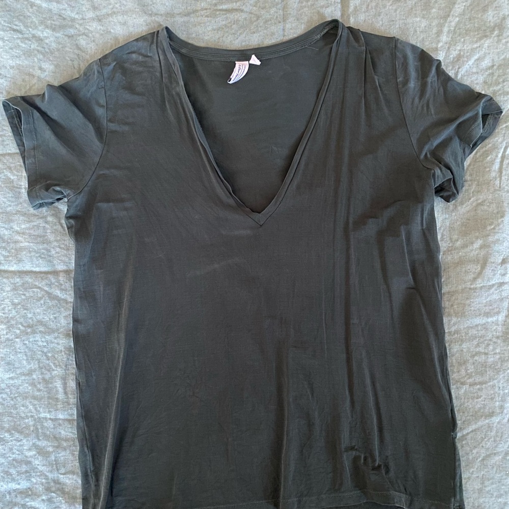 & Other Stories Teal Deep V Neck